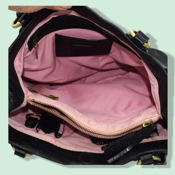 Vintage Sigrid Olsen Leather Reptile Embossed Shoulder Satchel Bag Purse - Picture 9 of 13